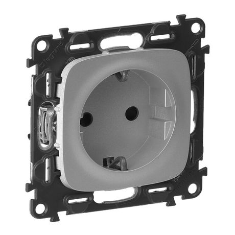 Механизм розетки Valena Allure 16А 250В 2К+З защ. шторки безвинт. зажимы с лицевой панелью алюм. Leg 753920 Legrand