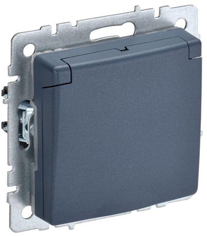 Розетка BRITE РСбш10-3-БрМ 16А IP20 с заземл. защ. шторки крышкой механизм маренго IEK BR-R16-16-K35