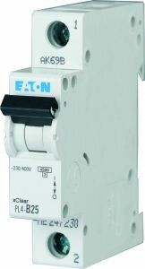 Выключатель автоматический 20А кривая отключения С однополюсный отключающая способность 4.5 кА PL4-C20/1 - 293125 EATON