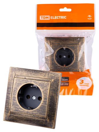 Розетка 2П+З 16А 250В старинная бронза "Лама" | SQ1815-0764 TDM