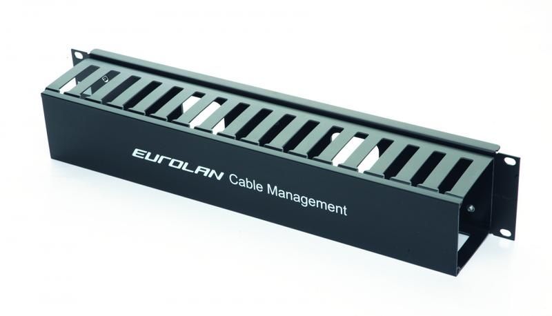 Горизонтальный организатор 19", 2U, слотовый с крышкой, черный, | 25B-2U-11BL Eurolan