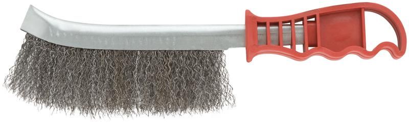 Корщетка с изогнутой пластиковой ручкой стальная тип А MOS 38422М