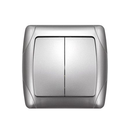 Выключатель 2-кл. СП Маргарита 10А IP20 серебр. UNIVersal М0023-S Союз