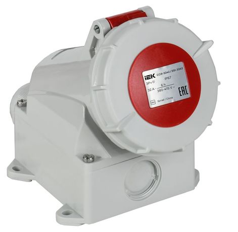 Розетка стационарная ССИ-1142 16А 4п 3P+PE 6ч 380В IP67 IEK PSR12-016-4-0-67 IEK (ИЭК) арт. PSR12-016-4-0-67