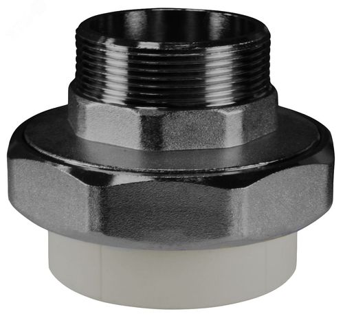 Муфта разъемная 63x2' НР полипропиленовая PPR американка, серая - 10156050Г VALFEX