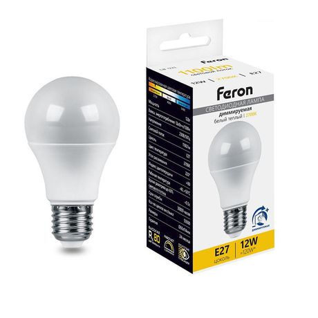 Лампа светодиодная диммируемая, (12W) 230V E27 2700K A60, LB-931 | 51052 FERON