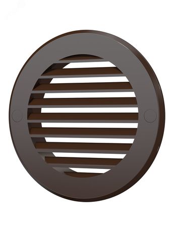 Решетка наружная вентиляционная круглая D136 с фланцем D100, из ASA пластика, цвет Коричневый - 10РКН кор ЭРА 16789