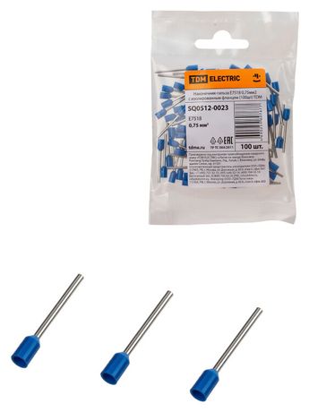 Наконечник-гильза Е7518 0,75мм2 с изолированным фланцем (100шт) | SQ0512-0023 TDM