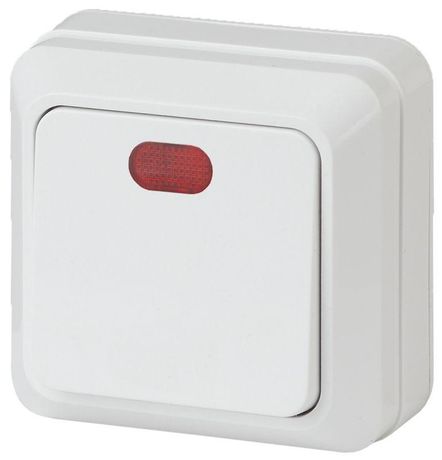 Выключатель одноклавишный наружный (открытой установки) с подсветкой белый 10А 250В Intro Quadro 2-102-01 - Б0053741 ЭРА