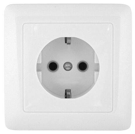 Розетка 1-м ОП Прима 16А IP20 250В с заземл. защ. шторки монтаж. пластиной сл. кость (опт. упак.) SchE RA16-003-1M-S APC