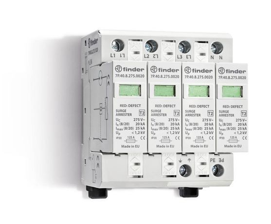 Устройство защиты от импульсных перенапряжений УЗИП тип 2 (4 варистор/разрядник) FINDER 7P4582751020