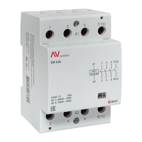 Контактор модульный КМ 63А 4NO 230VAC (3 мод.) AVERES | km-av-3-63-40-230V EKF