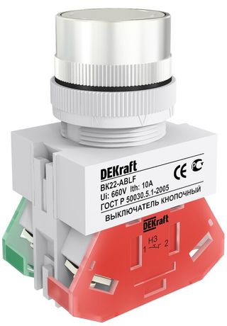 Выключатель кнопочный ABLF ВК-22 d22мм 220В бел. DEKraft 25011DEK APC