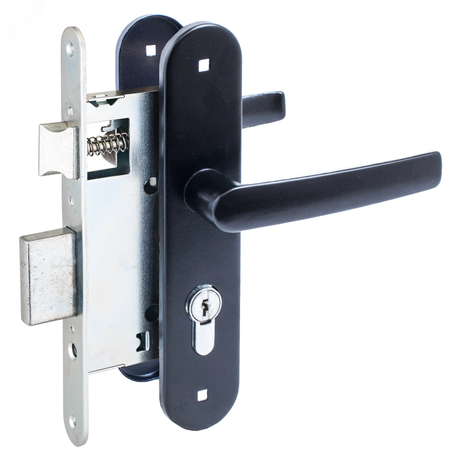 Замок врезной Птимаш ЗВ4-3.08 черный СТЯЖКИ с/руч - 13606 ПТК