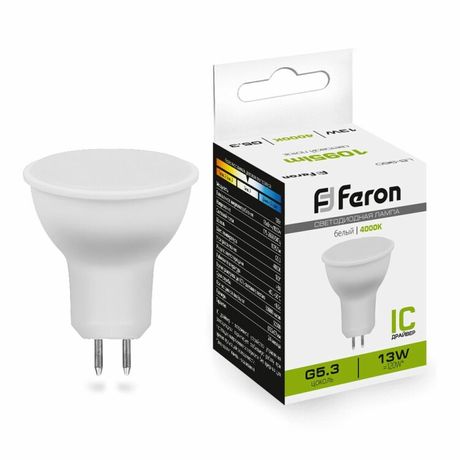 Лампа светодиодная LED 13вт 230в G5.3 белый - 38189 FERON