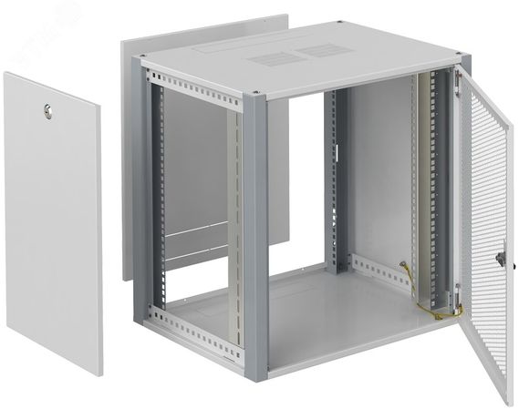 Шкаф телекоммуникационный настенный 19' 18U дверь перфорированная IP20. 600x450x852mm(ШхГхВ) цвет серый(RAL 7035/RAL7000) - WP 6418.730 SYSMATRIX