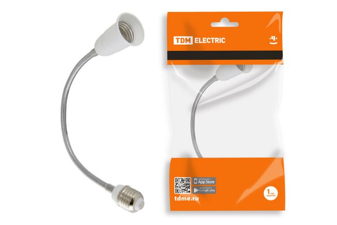 Переходник Е27-Е27 гибкий 300мм, белый, | SQ0335-1018 TDM