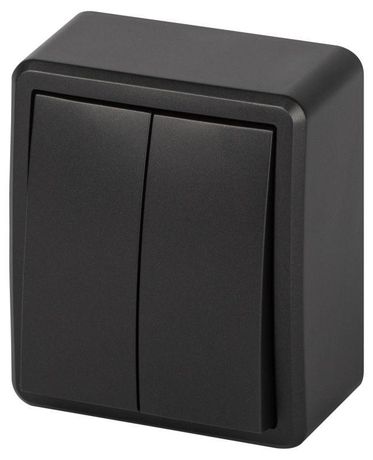 Выключатель двухклавишный наружный (открытой установки) IP 20 антрацит 10А 250В винтовые зажимы ЭРА Эксперт 11-1204-05 - Б0063026