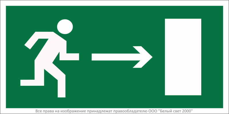 Знак безопасности NPU-2010.E03 "Напр. к эвакуационному выходу направо" Белый Свет a16668 BS