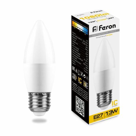 Лампа светодиодная LED 13вт E27 теплый матовая свеча - LB-970 FERON 38110