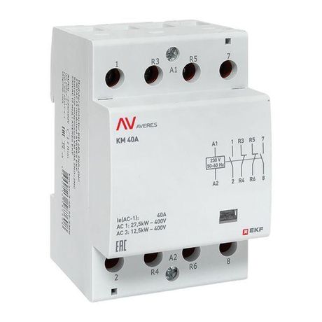 Контактор модульный КМ 40А 2NO+2NC 230VAC (3 мод.) AVERES | km-av-3-40-22-230V EKF