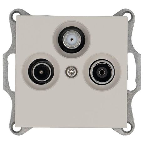 Розетка телевизионная проходная TV + FM SAT 3-м Ф9.5мм механизм тауп Jasmart G6207T