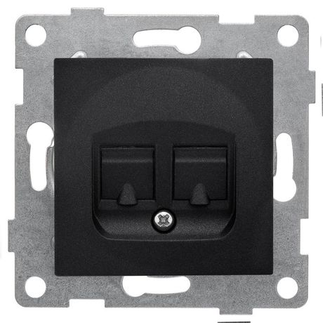 Розетка компьютерная + телефонная 2-м СП Bravo RJ45 RJ12 механизм графит GUSI С10КТ-010