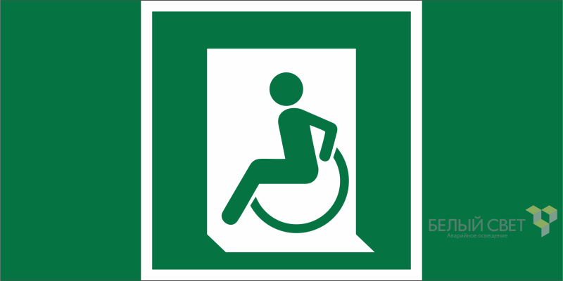 Знак безопасности BL-3517.E60-01 "Выход для МГН здесь (левосторонний)" Белый свет a20064 BS