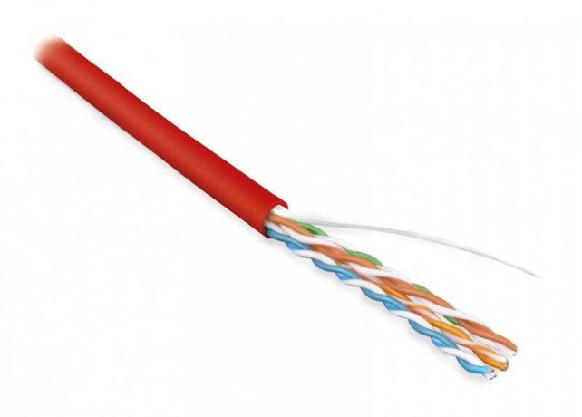 Кабель витая пара UUTP4-C5E-S24-IN-LSZH-RD-305(305м)неэкр.U/UTP,кат.5e,4п.(24AWG),одн.(solid),LSZH,нг(С)-HF,-20°C– +75°C,красный | 257781 Hyperline