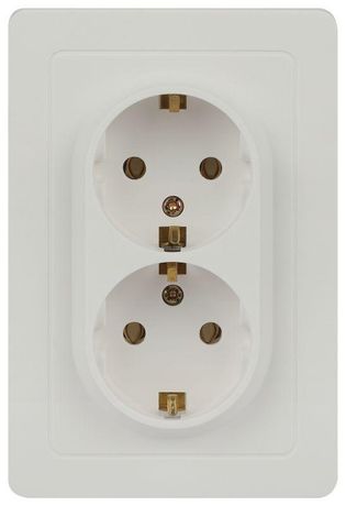 Розетка однофазная двойная скрытого монтажа, в рамку с заземлением без шторок белый 16А 250В IP20 винтовые зажимы 7-205-01 Intro Style - Б0060621 ЭРА