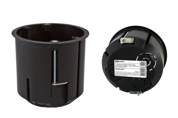 Установочная коробка СП D73х73мм, углубленная, саморезы, метал. лапки, IP20, инд. штрихкод, | SQ1403-0910 TDM