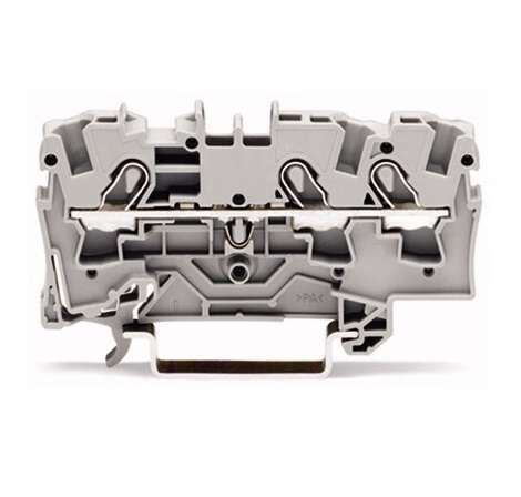 Клемма трехпроводная проходная 0.5-4(6)мм.кв. на DIN рейку (уп/50шт) | 222-412 WAGO 2004-1301