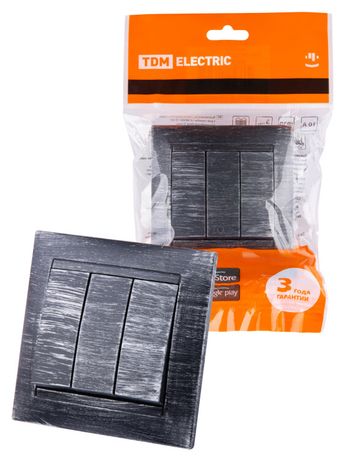 Выключатель 3-х кл. 10А старинное серебро "Лама" | SQ1815-0645 TDM