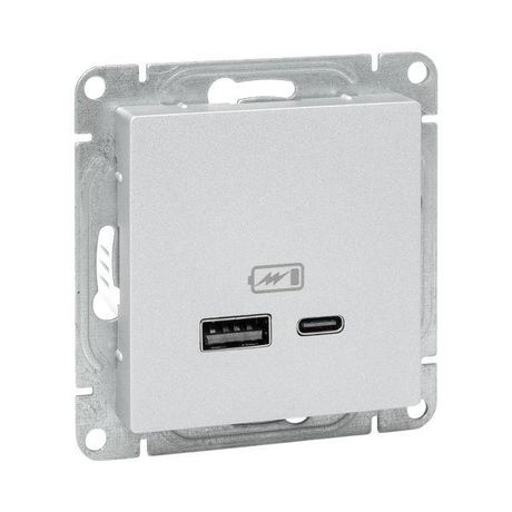 Механизм розетки USB-A+С, алюминий Эпика EKF | UP1-SOA-USBA+USBC