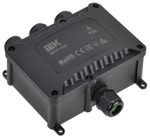 Коробка распределительная герметичная WTP-404 4 ввода M20 IP68 129х120х55мм клеммы до 6 мм.кв. | UWB10-O-450-41-04-68 IEK