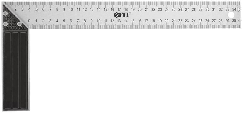 Угольник столярный рифленая шкала алюм. основание 350мм FIT 19463 РОС