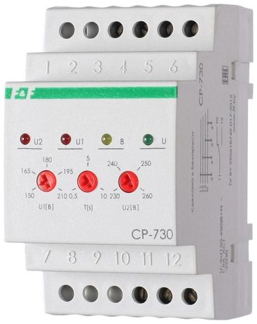 Реле напряжения CP-730 (DIN-рейка 3х400/230 + N 8А IP20) F&F EA04.009.004 Евроавтоматика