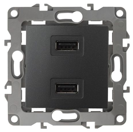 Устройство зарядное USB 12-4110-05 , 5В-2100мА, антрацит (6/60/1920) |Б0027495 | ЭРА