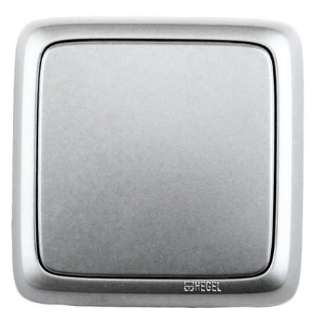 Выключатель одноклавишный наружный с изоляционной пластиной серебро 10А - ВА10-113-06 HEGEL