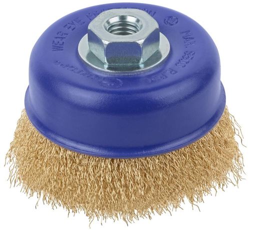 Щетка для УШМ, М14, Чашка, латунированная витая проволока 0,3 мм, 100 блистер, Profi - 82-895 РОС