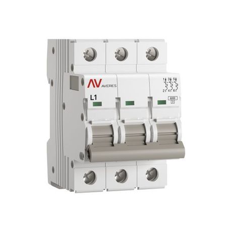 Выключатель автоматический модульный 3п L 1А 6кА AV-6 AVERES EKF mcb6-3-01L-av