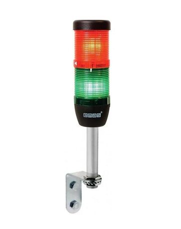 Сигнальная колонна 50 мм, 2 цвета (красный, зелёный), светодиод LED, алюм. патрубок 100 мм с настенным креплением, 24В AC/DC, IP40 - IK52L024XD01 EMAS