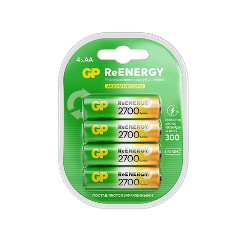 Аккумуляторы перезаряжаемые GP ReEnergy 270AAHC AA, емкость 2650 мАч - 4 шт. в клемшеле 20276