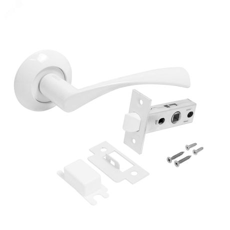 Комплект ручек и защелка АЛЛЮР АРТ ОСКАР W+L45-8 W (13110/S45) матовый белый - 14675 ПТК
