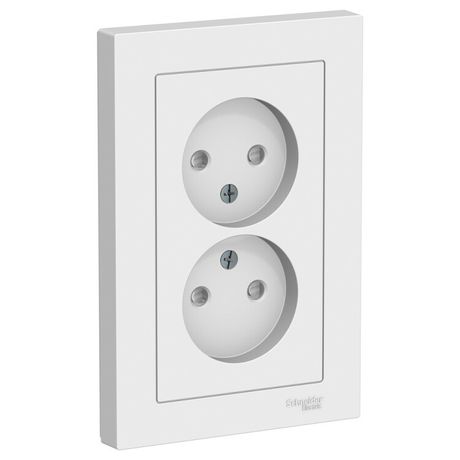 Розетка 2-м СП AtlasDesign 16А IP20 без заземл. защ. шторки в сборе бел. SE ATN000122 APC