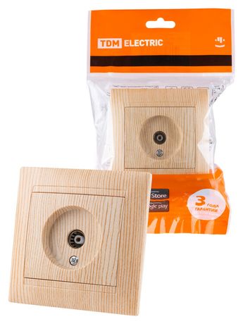 Розетка телевизионная простая (0-2400МГц, "мама") сосна "Лама" | SQ1815-0317 TDM