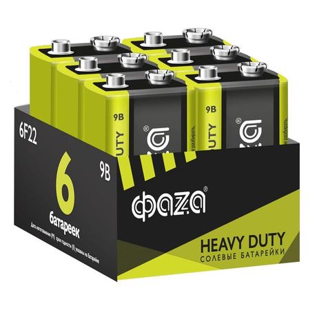 Батарейка 6F22 ФАZА Heavy Duty Pack-6 арт.5042261 ФАЗА