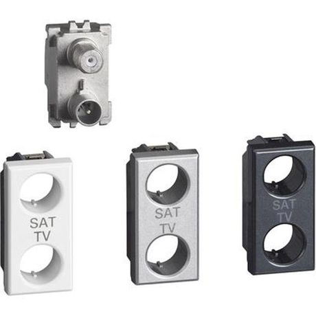 Розетка телевизионная TV/SAT 1мод. Axolute с топологией "звезда" экранир. компл. панелей: бел./алюм./антрацит Leg BTC H4214D Legrand