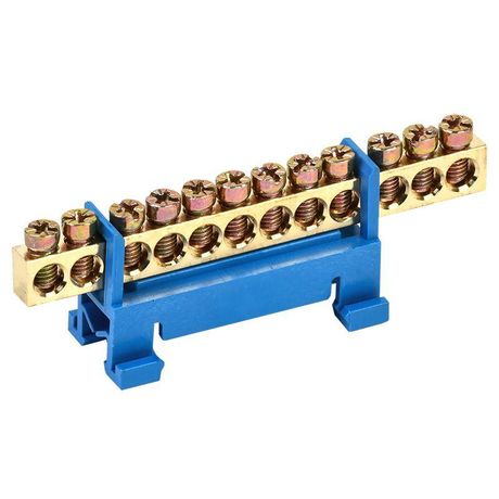 Шина ''N'' нулевая с синим изолятором тип ''Стойка'' на DIN-рейку 6x9 мм 12 групп, REXANT - 11-2355 MEET