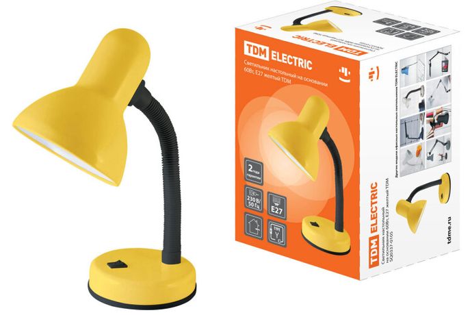 Светильник настольный на основании 60Вт ЛН/КЛЛ/LED Е27 желтый | SQ0337-0105 TDM